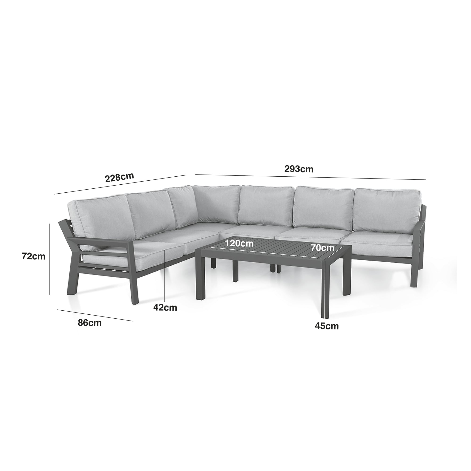 Maze - New York Aluminium Corner Sofa Set - Dove Grey