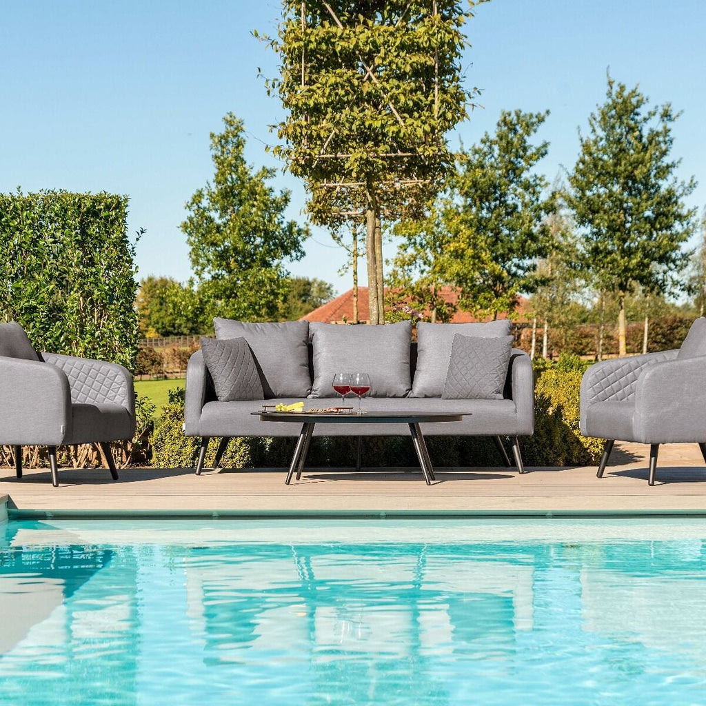 Maze - Outdoor Fabric Ambition 3 Seat Sofa Set with Oval Coffee Table - Zinc Grey
