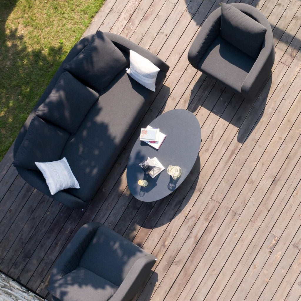 Maze - Outdoor Fabric Ambition 3 Seat Sofa Set with Oval Coffee Table - Zinc Grey