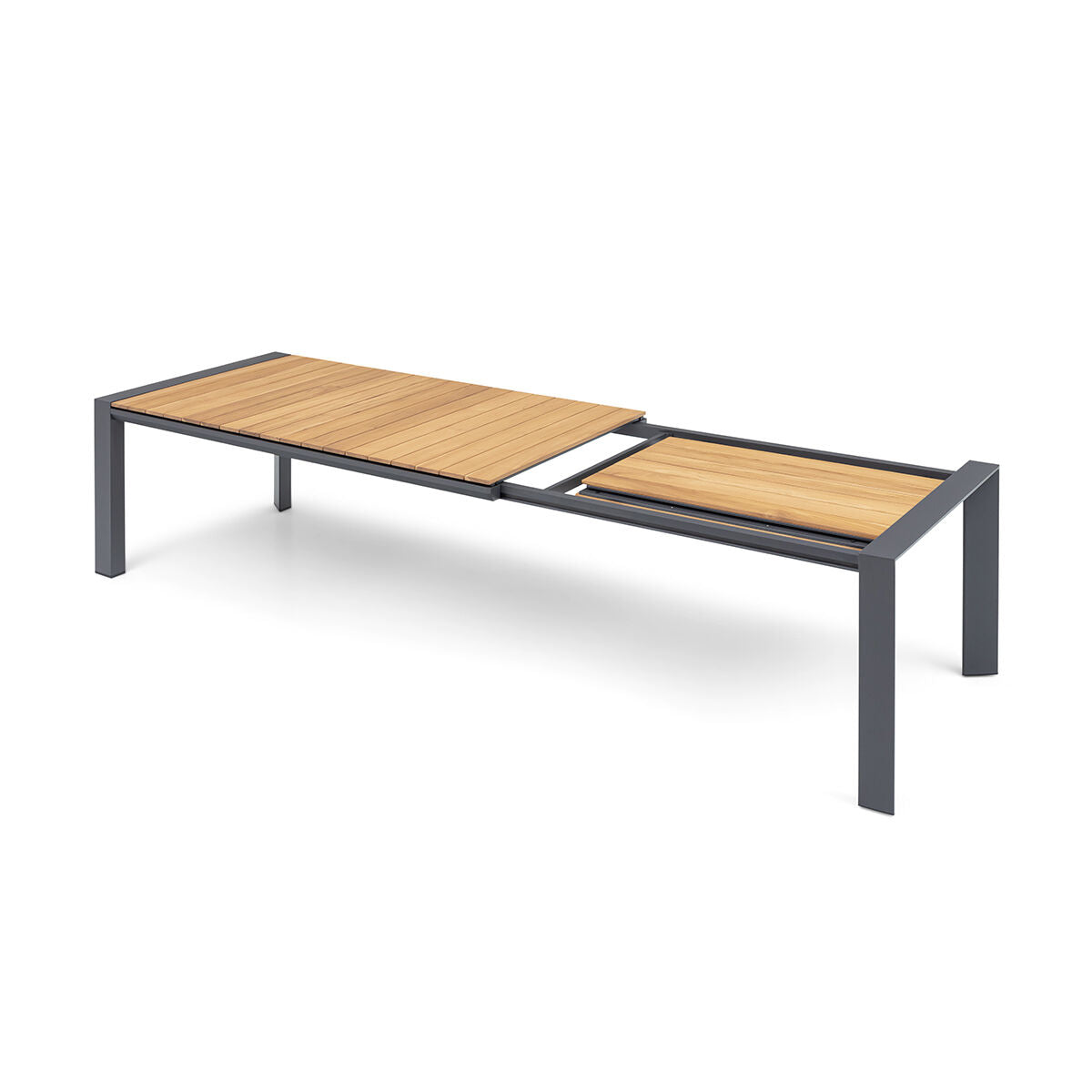 Maze - Jakarta Teak Extending 6 - 10 Seat Rectangular Dining Table with 10 Outdoor Fabric Ambition Sage Green or Oatmeal Dining Chairs