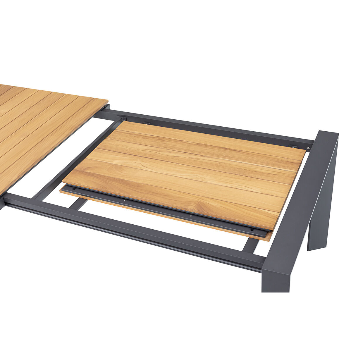 Maze - Jakarta Teak Extending 6 - 10 Seat Rectangular Dining Table with 10 Outdoor Fabric Ambition Sage Green or Oatmeal Dining Chairs