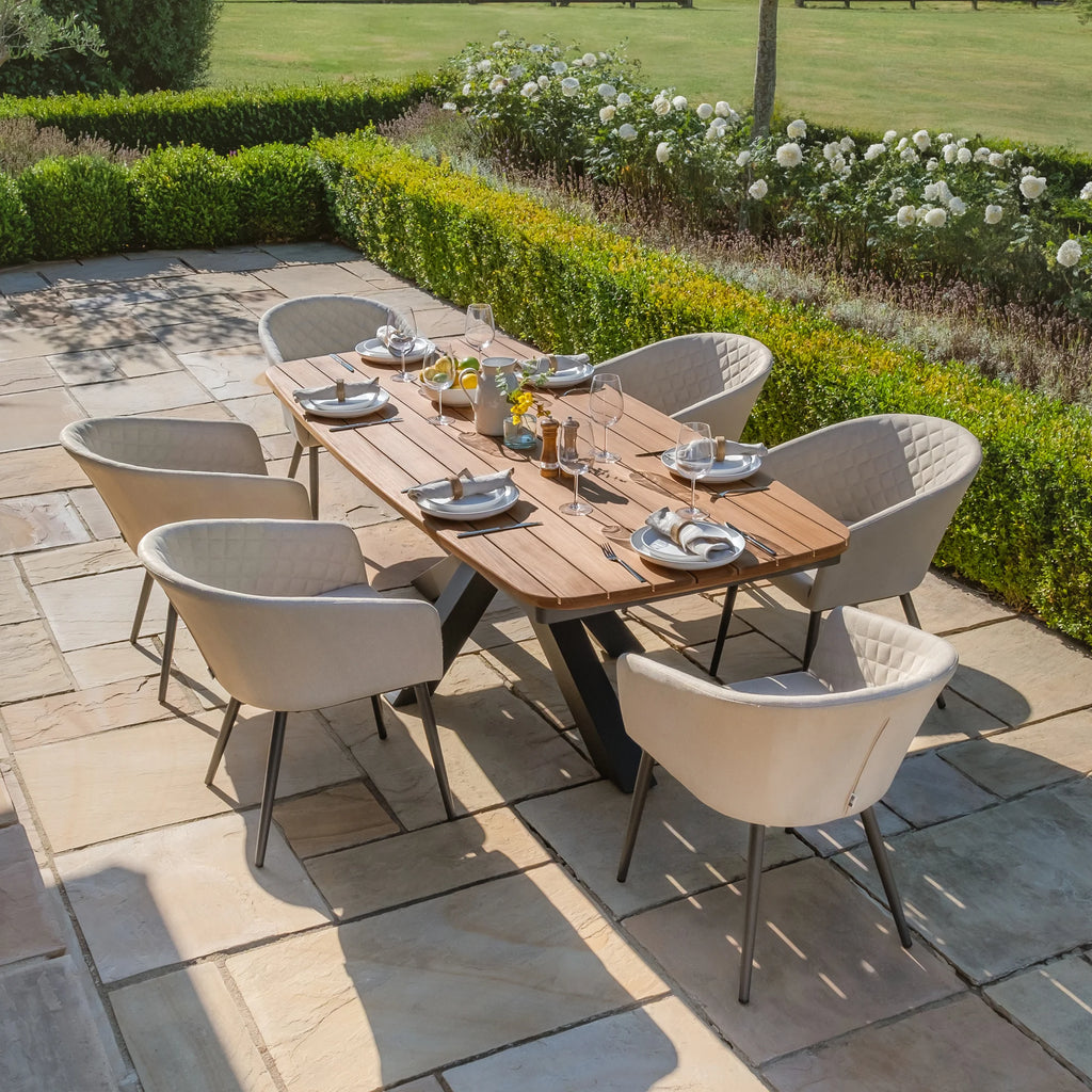 Maze - Jakarta Teak Oval Dining Table with 6 Ambition Oatmeal Dining Chairs