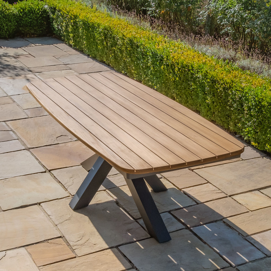 Maze - Jakarta Teak Oval Dining Table with 6 Ambition Oatmeal Dining Chairs
