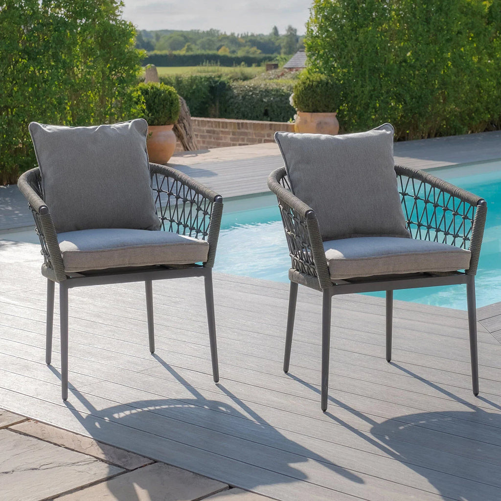 Maze - Monaco Rope Weave Pair of Dining Chairs - Ivy Green
