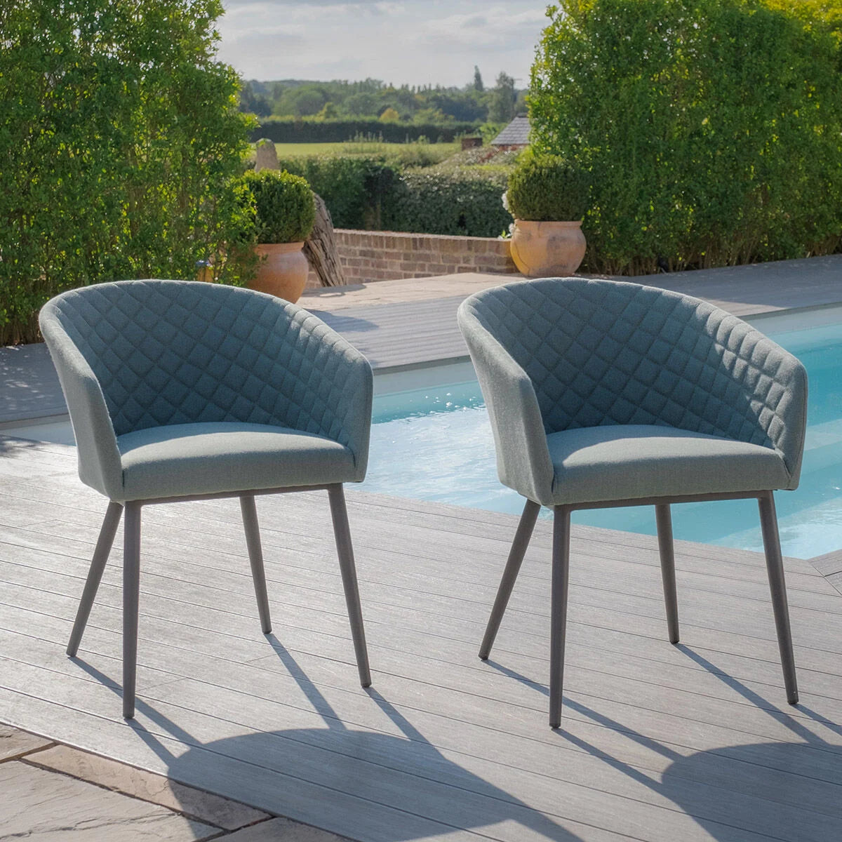 Maze - Outdoor Fabric Pair of Ambition Dining Chairs - Oatmeal - Latte - Zink Grey - Terracotta - Sage Green