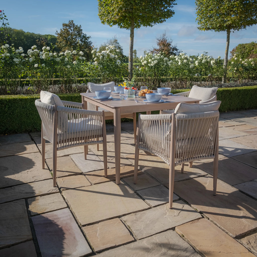 Maze - Havana Rope Weave 4 Seat Square Dining Set