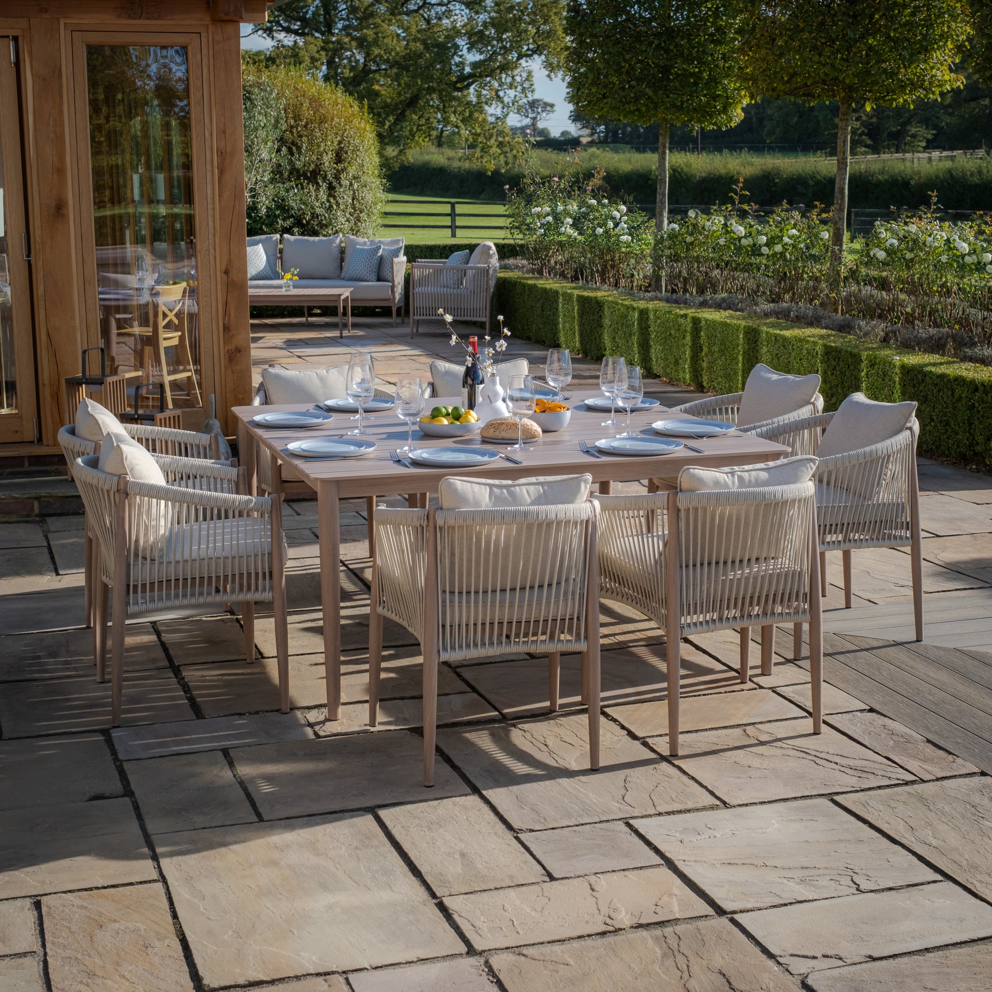 Maze - Havana Rope Weave 8 Seat Square Dining Set