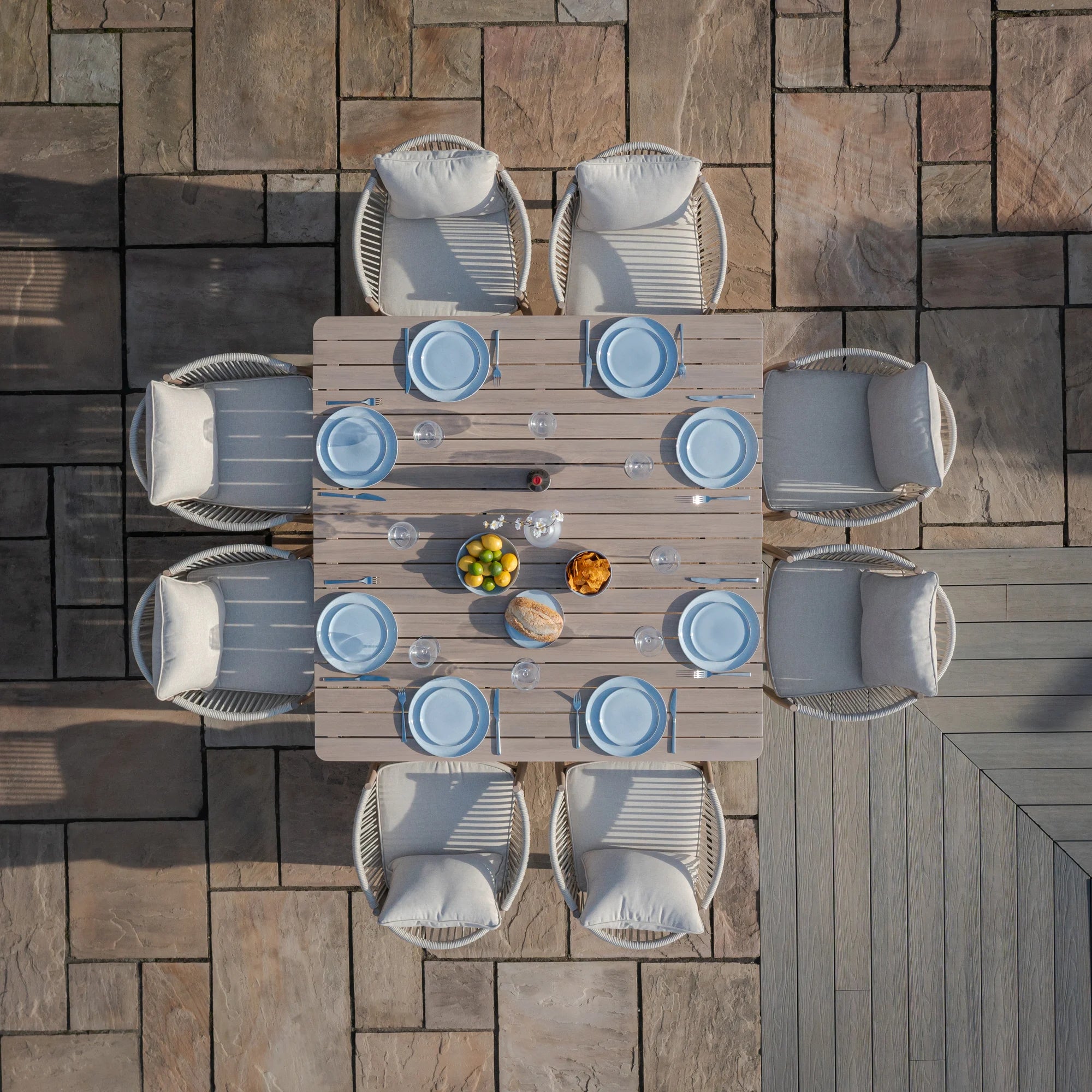 Maze - Havana Rope Weave 8 Seat Square Dining Set