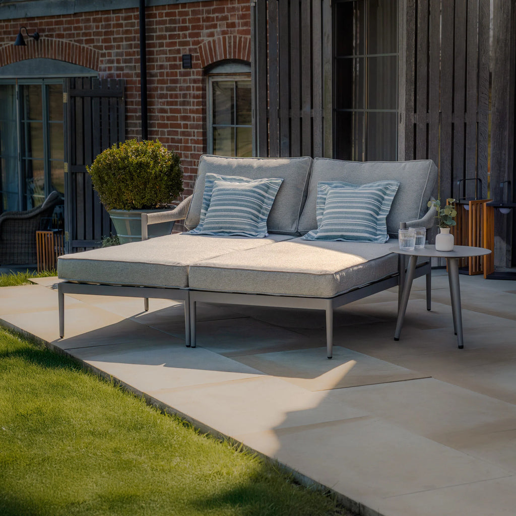 Maze - Florence Rope Weave Double Sunloungers with Round Coffee Table