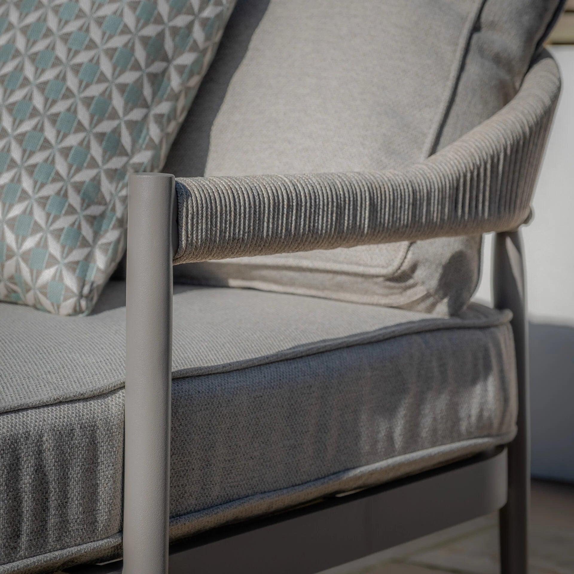 Maze - Florence Rope Weave Double Sunloungers with Round Coffee Table