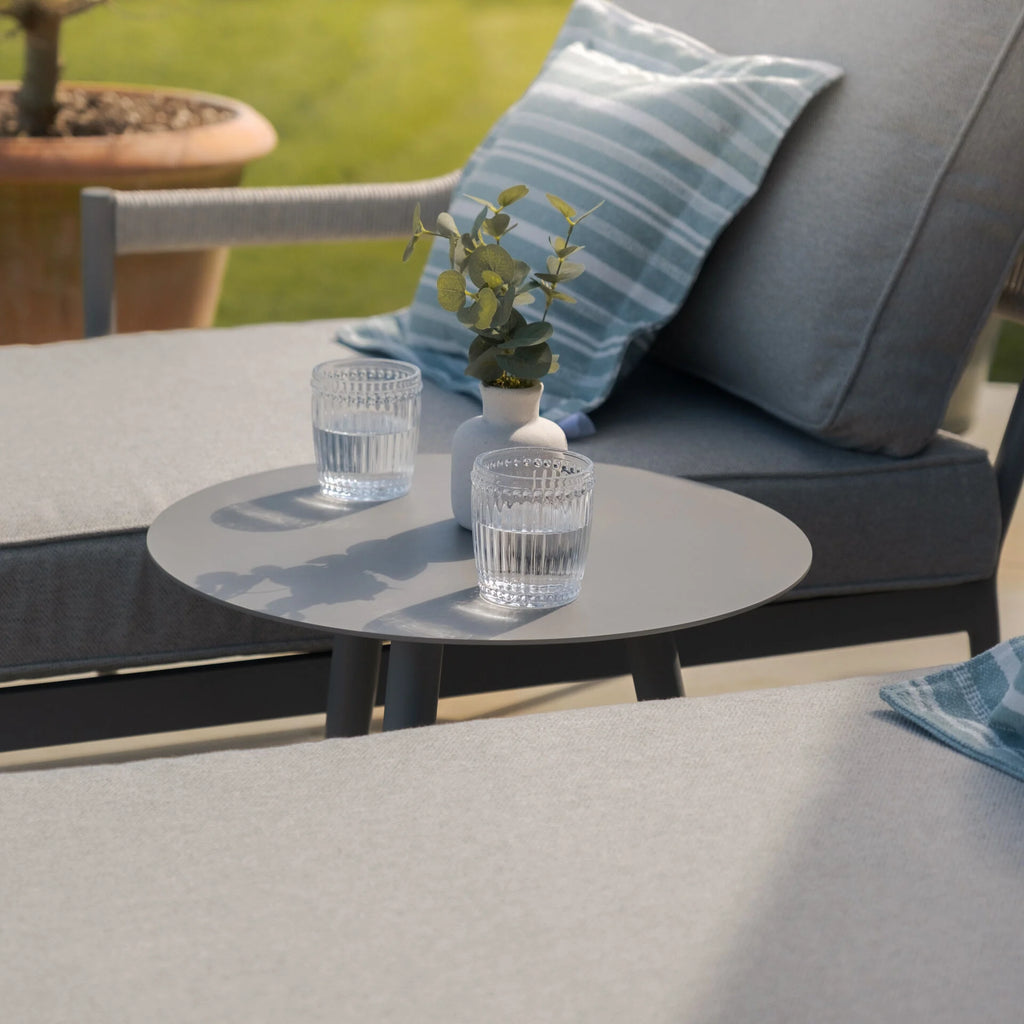 Maze - Florence Rope Weave Double Sunloungers with Round Coffee Table
