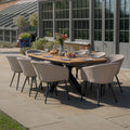 Maze - Jakarta Teak Oval Dining Table with 8 Ambition Oatmeal Dining Chairs