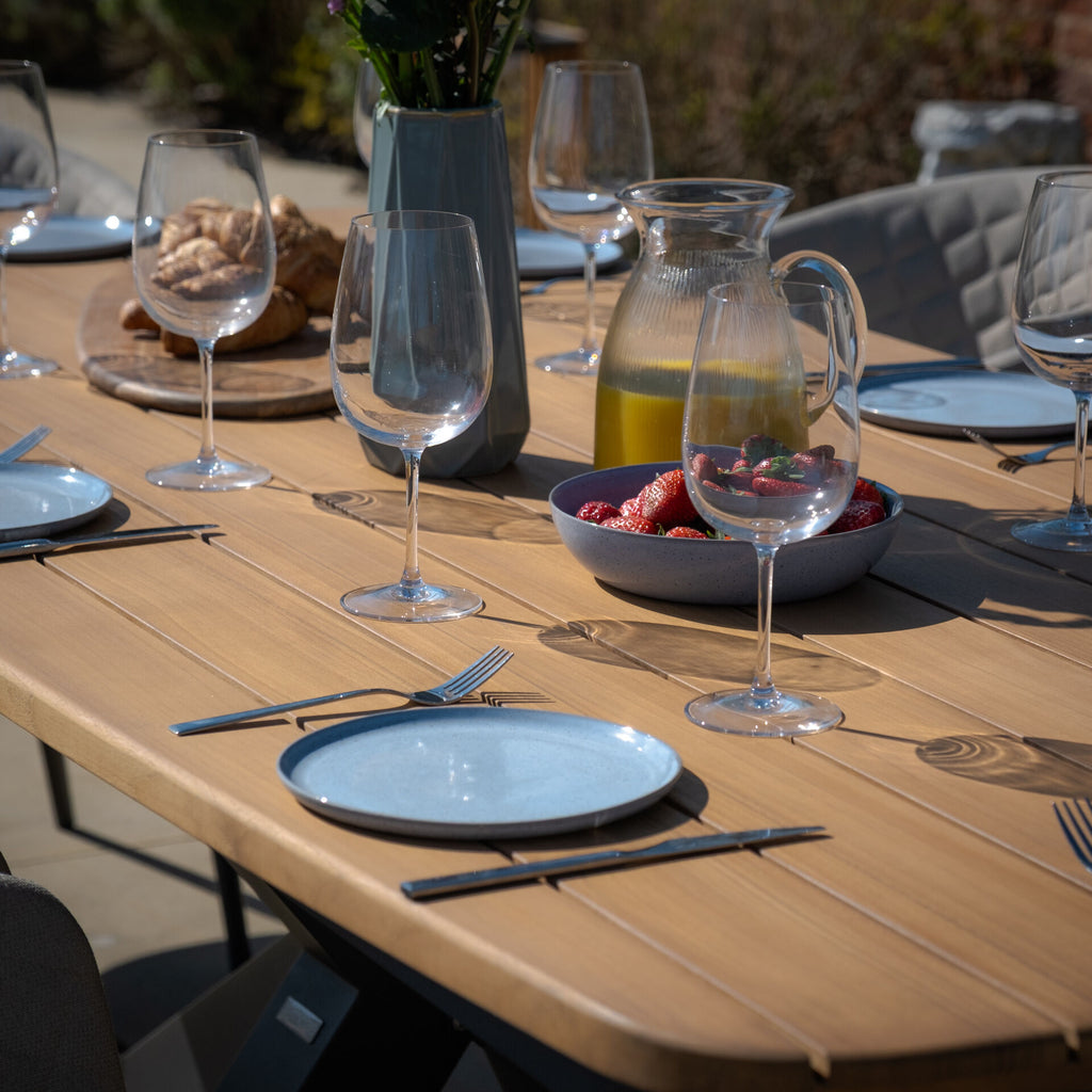 Maze - Jakarta Teak Oval Dining Table with 8 Ambition Oatmeal Dining Chairs