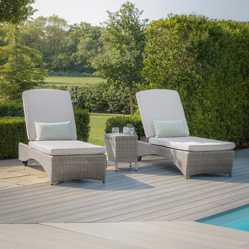Maze - Oxford Rattan Sunlounger Set - Ceramic Glass