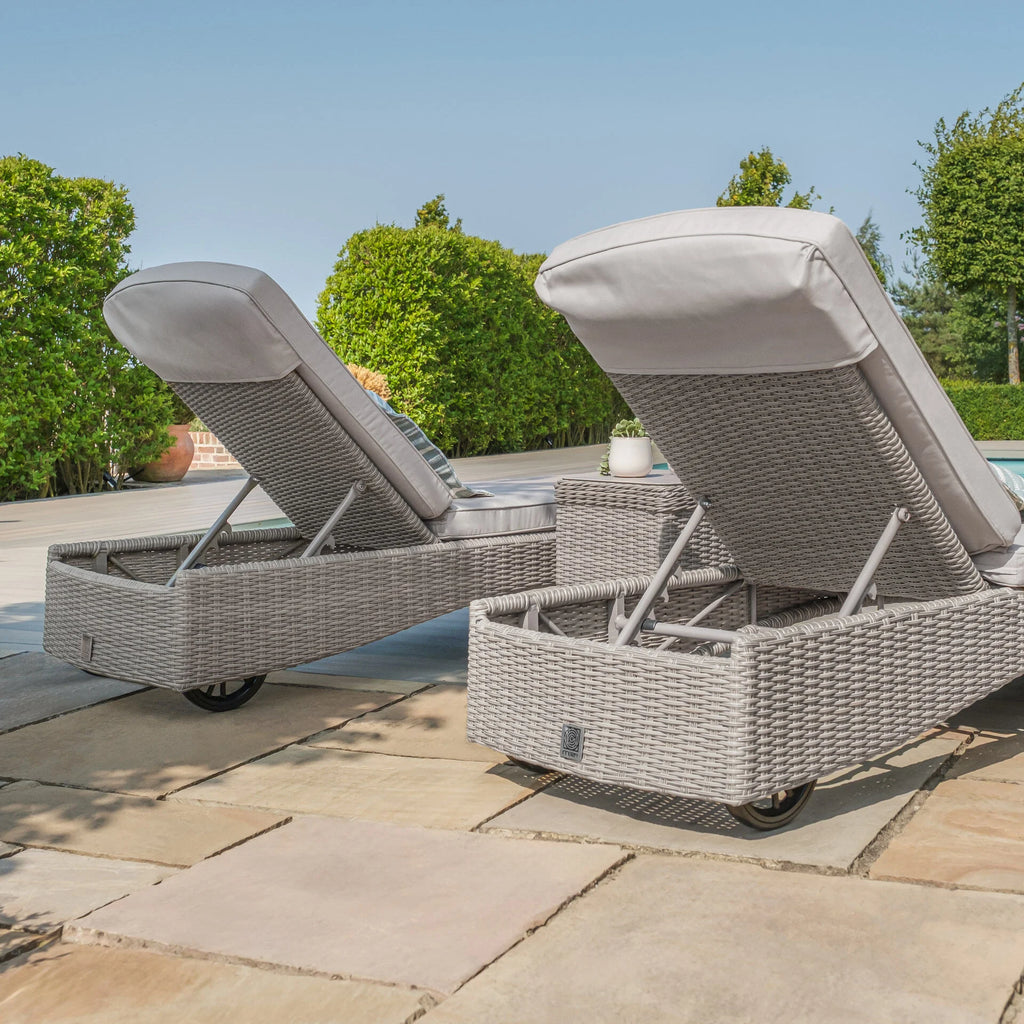 Maze - Oxford Rattan Sunlounger Set - Ceramic Glass