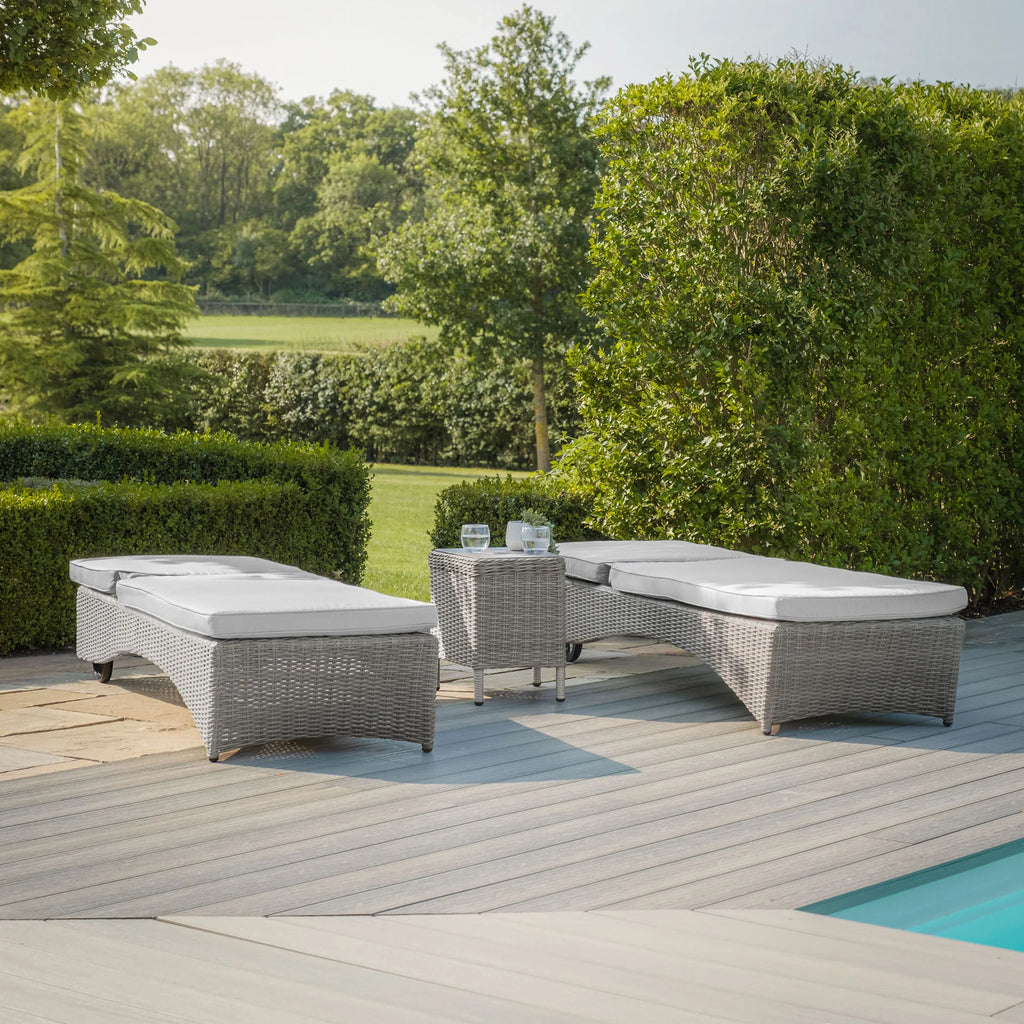 Maze - Oxford Rattan Sunlounger Set - Ceramic Glass