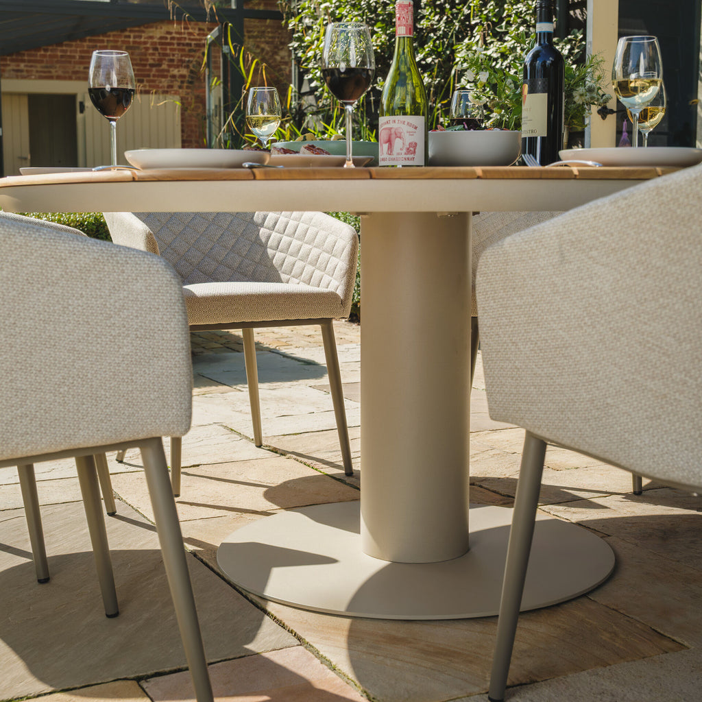 Maze - Sicily Teak 6 Seat Round Dining Set with Ambition Dining Chairs - Latte