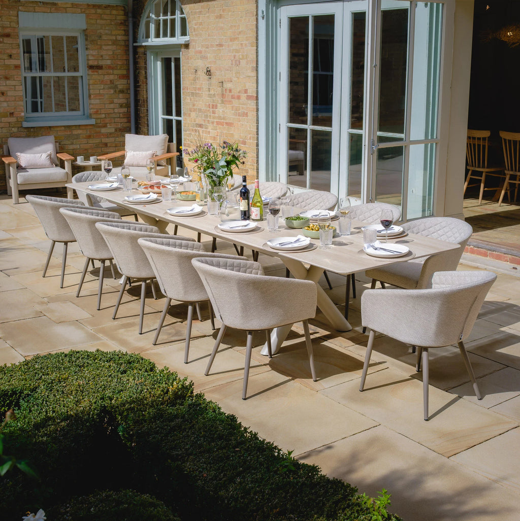 Maze - Outdoor Fabric Ambition 8-12 Seat Maxim Extending Dining Set - Latte - Zinc Grey - Terracotta