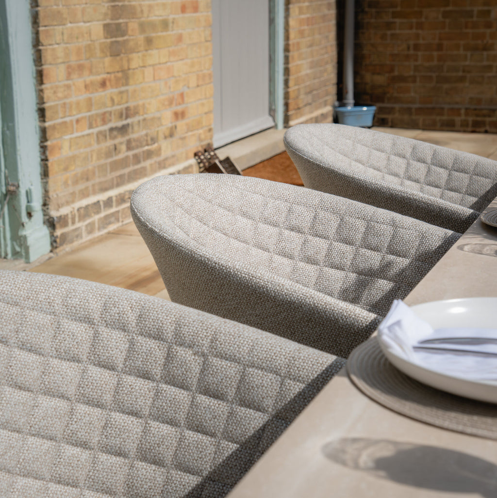 Maze - Outdoor Fabric Ambition 8-12 Seat Maxim Extending Dining Set - Latte - Zinc Grey - Terracotta
