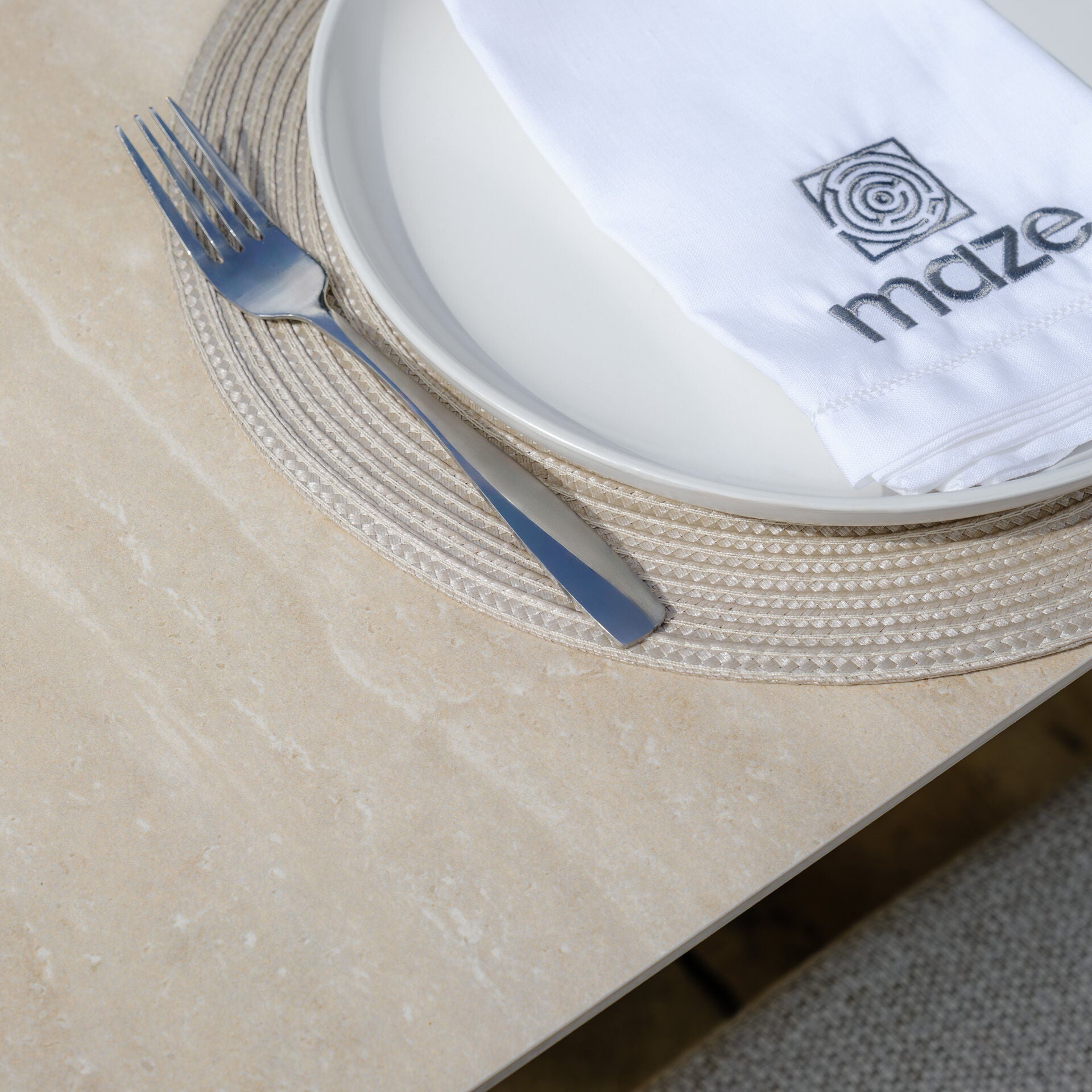 Maze - Outdoor Fabric Ambition 8-12 Seat Maxim Extending Dining Set - Latte - Zinc Grey - Terracotta