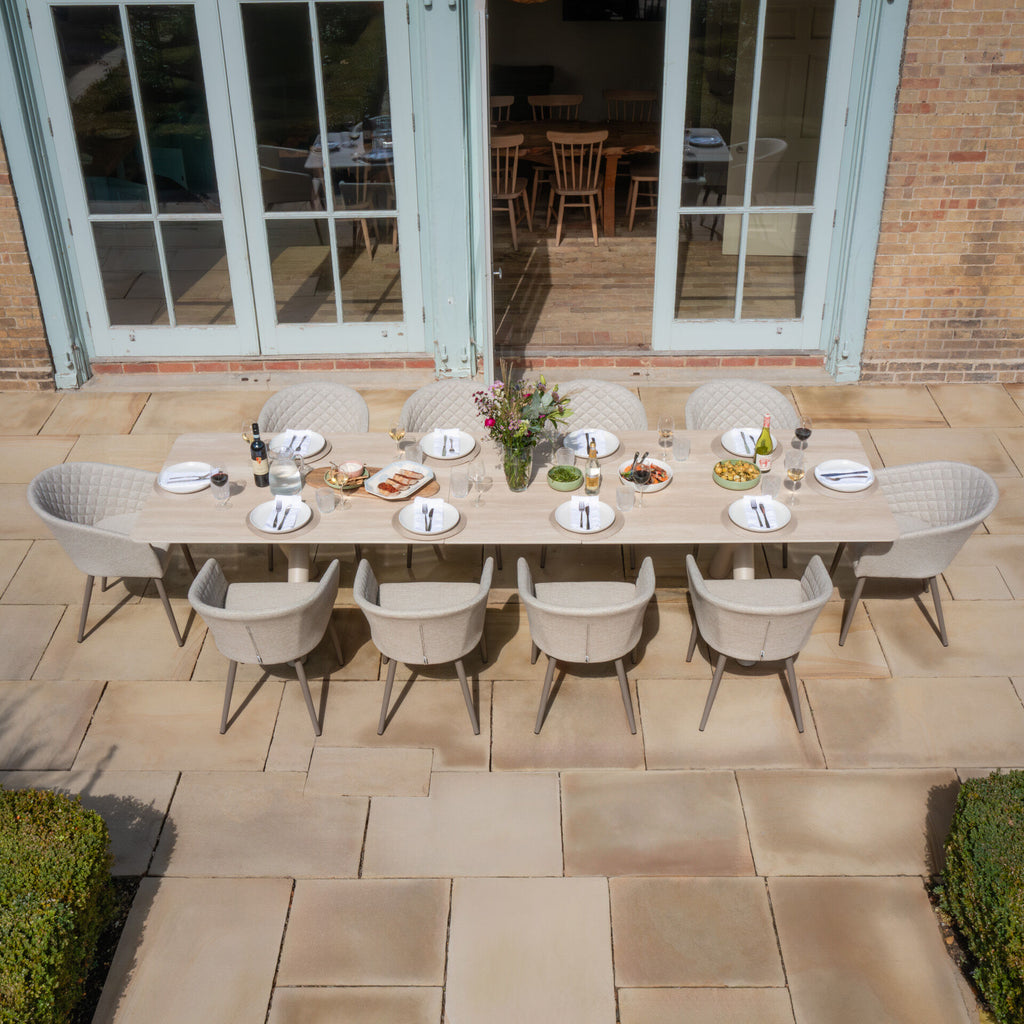 Maze - Outdoor Fabric Ambition 8-12 Seat Maxim Extending Dining Set - Latte - Zinc Grey - Terracotta