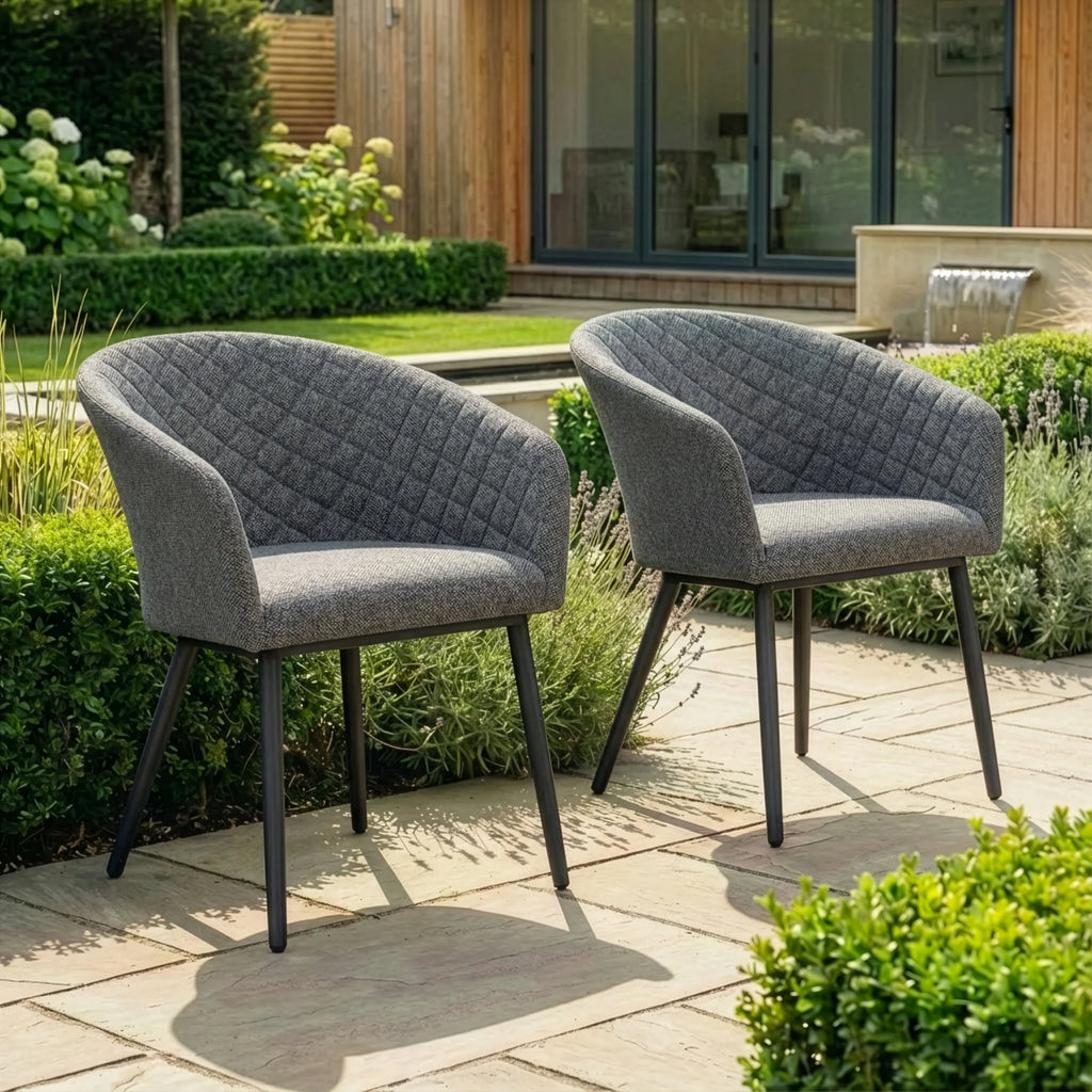 Maze - Outdoor Fabric Pair of Ambition Dining Chairs - Oatmeal - Latte - Zink Grey - Terracotta - Sage Green