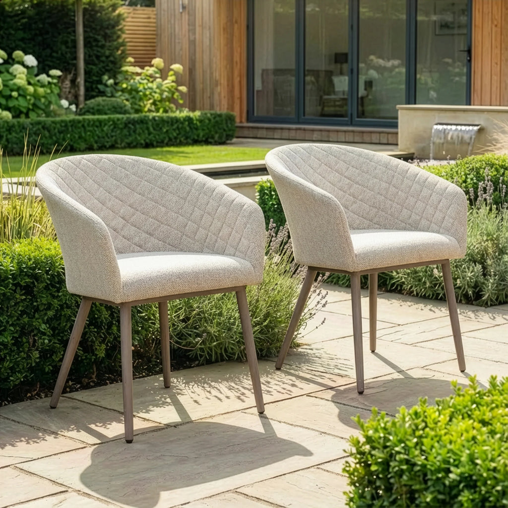 Maze - Outdoor Fabric Pair of Ambition Dining Chairs - Oatmeal - Latte - Zink Grey - Terracotta - Sage Green