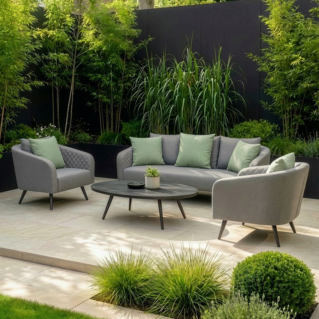 Maze - Outdoor Fabric Ambition 3 Seat Sofa Set with Oval Coffee Table - Zinc Grey
