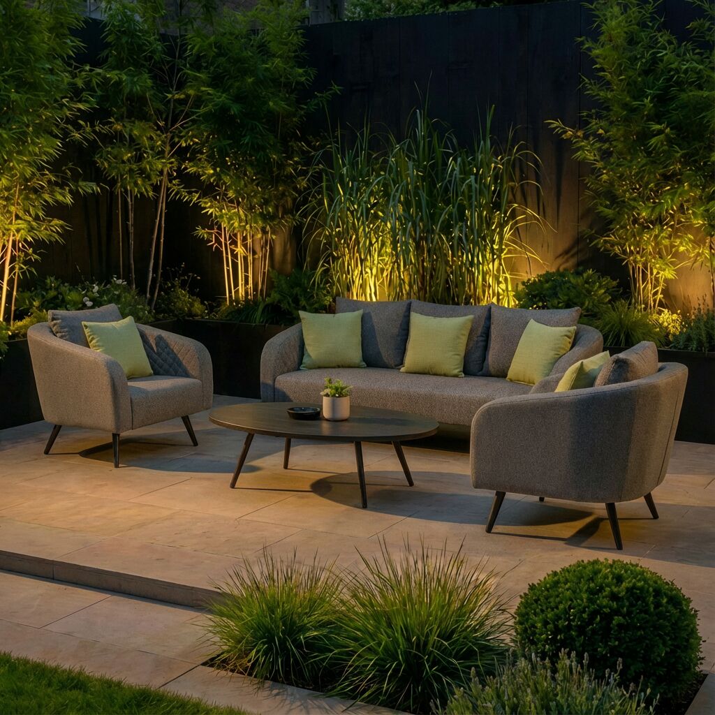 Maze - Outdoor Fabric Ambition 3 Seat Sofa Set with Oval Coffee Table - Zinc Grey