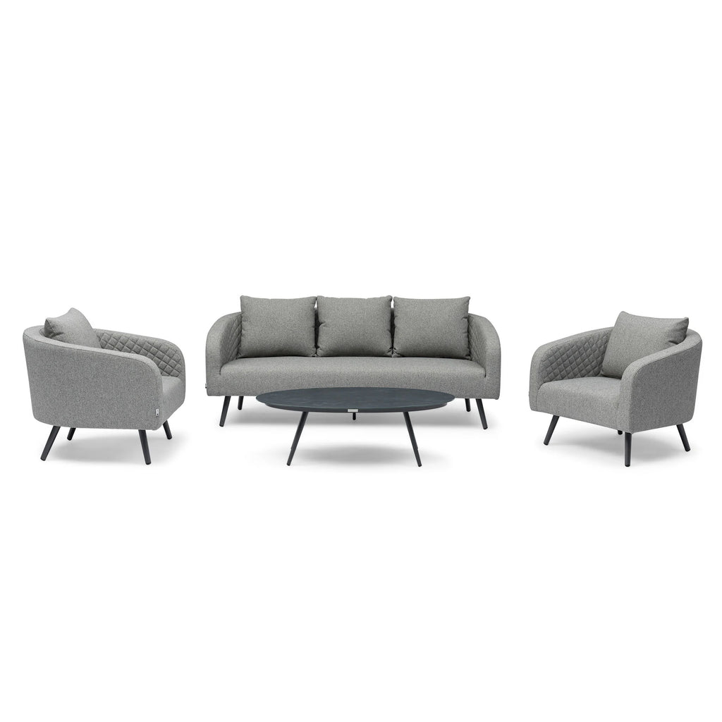 Maze - Outdoor Fabric Ambition 3 Seat Sofa Set with Oval Coffee Table - Zinc Grey