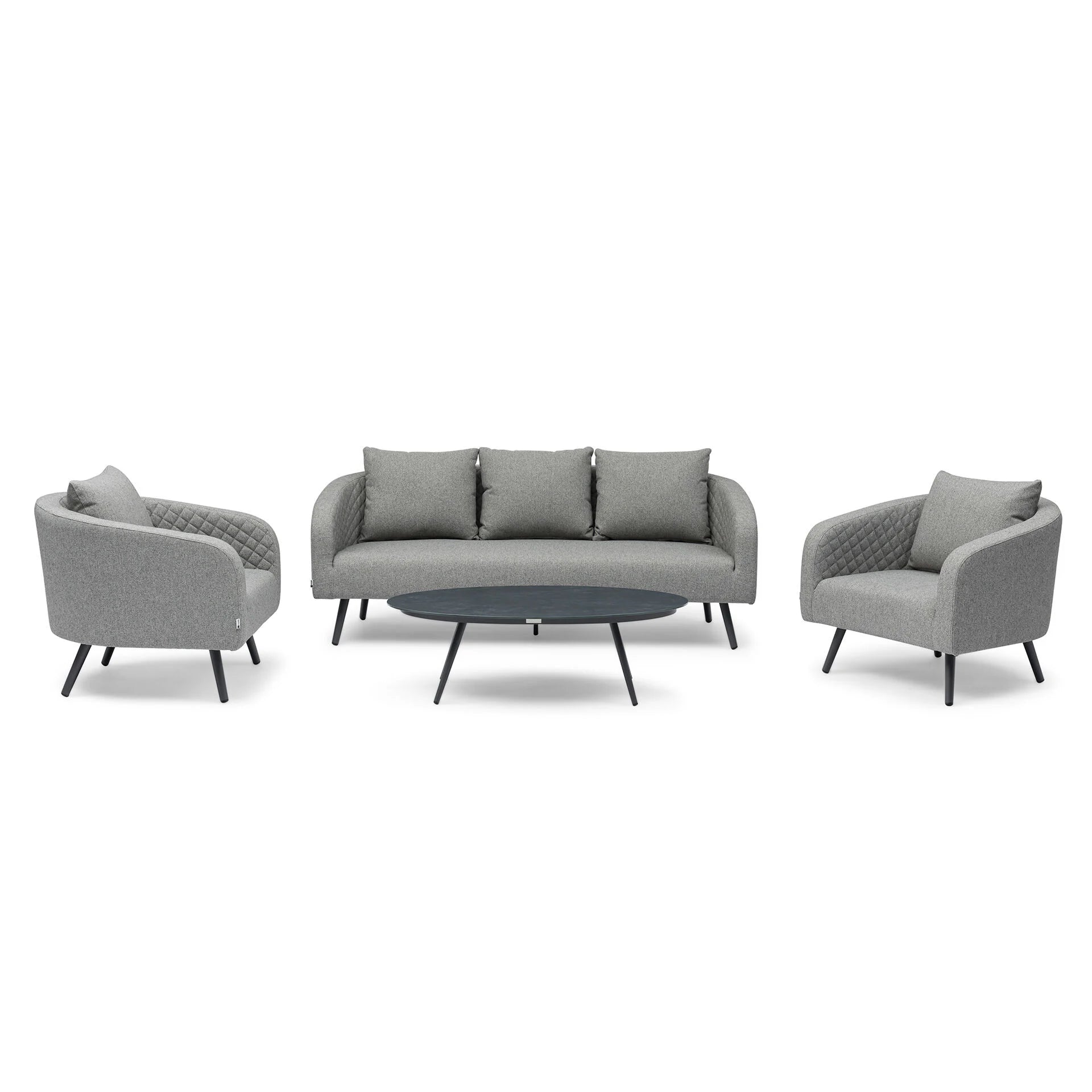 Maze - Outdoor Fabric Ambition 3 Seat Sofa Set with Oval Coffee Table - Zinc Grey