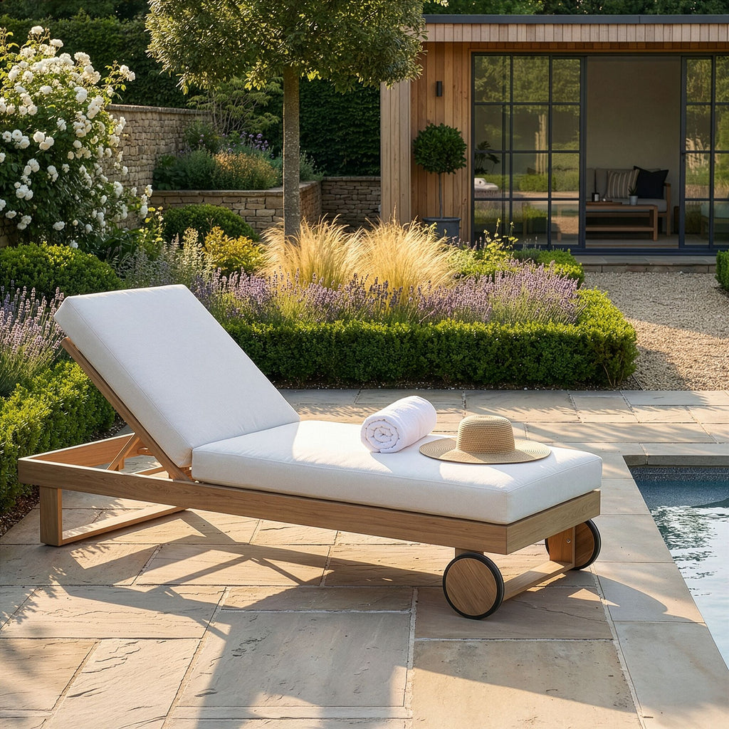 Maze - New York Aluminium Single Sunlounger - Wood Effect