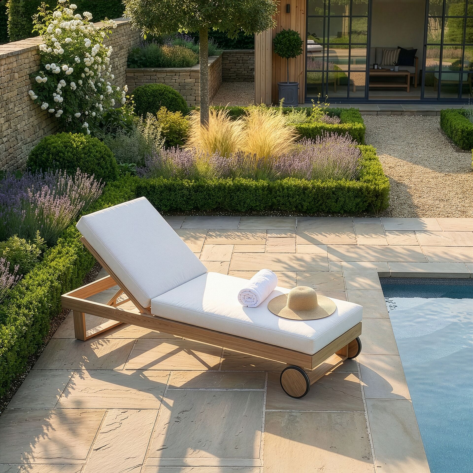 Maze - New York Aluminium Single Sunlounger - Wood Effect