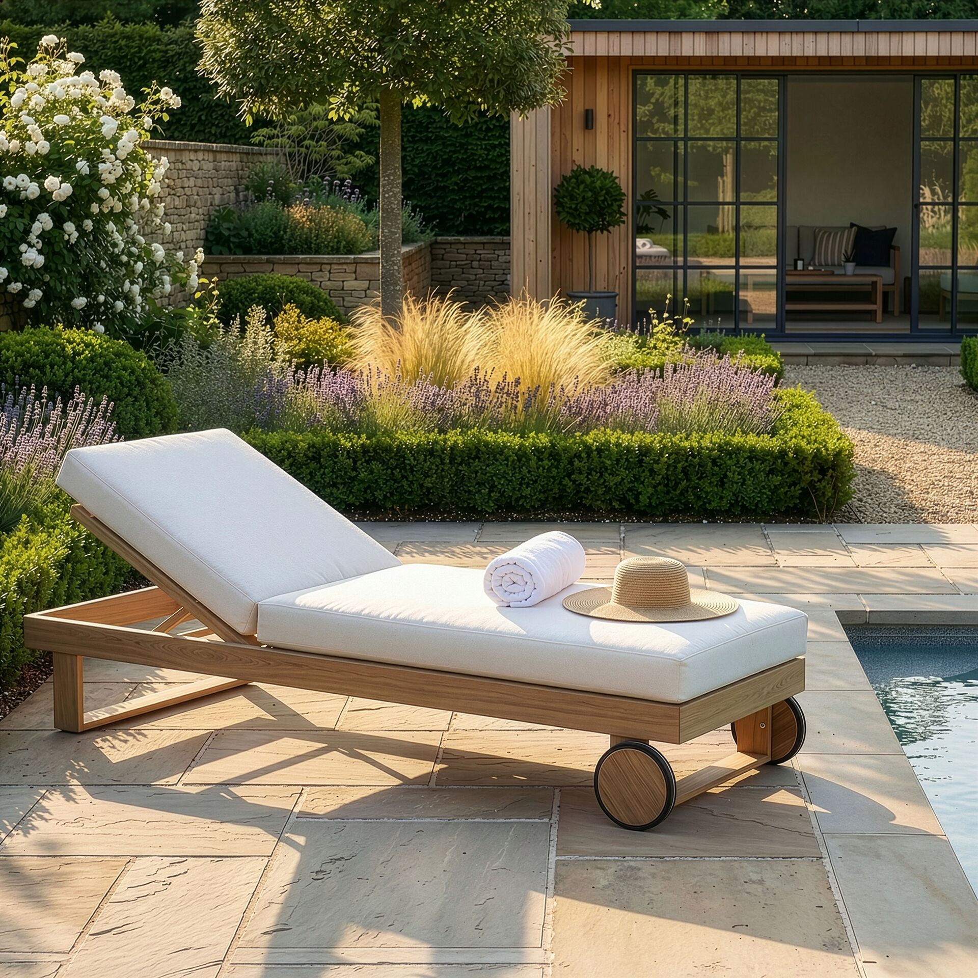 Maze - New York Aluminium Single Sunlounger - Wood Effect