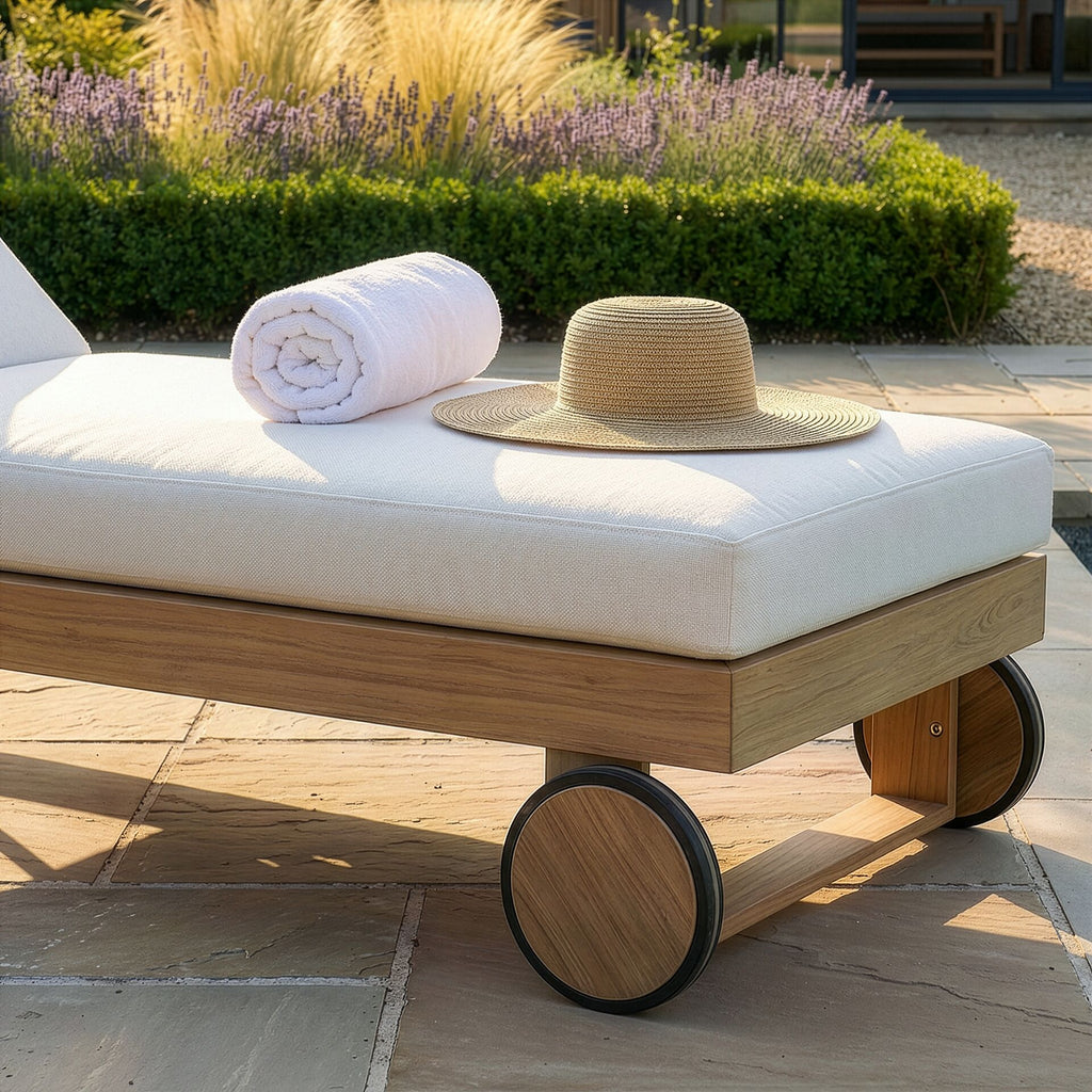 Maze - New York Aluminium Single Sunlounger - Wood Effect