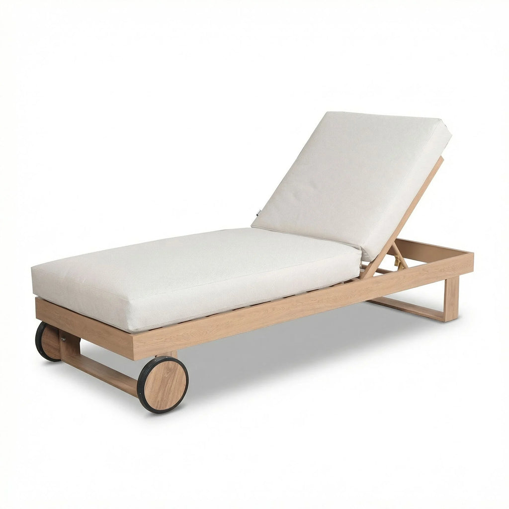 Maze - New York Aluminium Single Sunlounger - Wood Effect