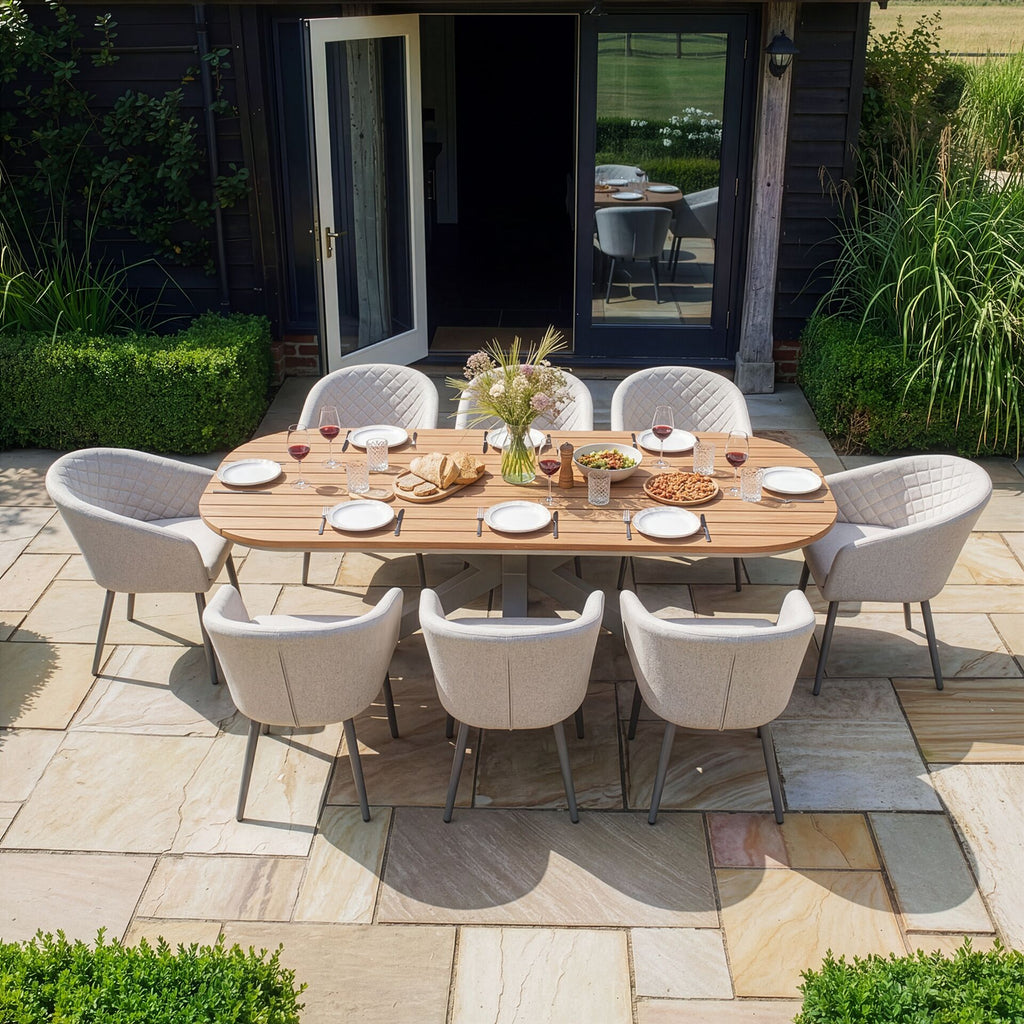 Maze - Sicily Teak 8 Seat Rectangular Dining Set with Ambition Dining Chairs - Latte