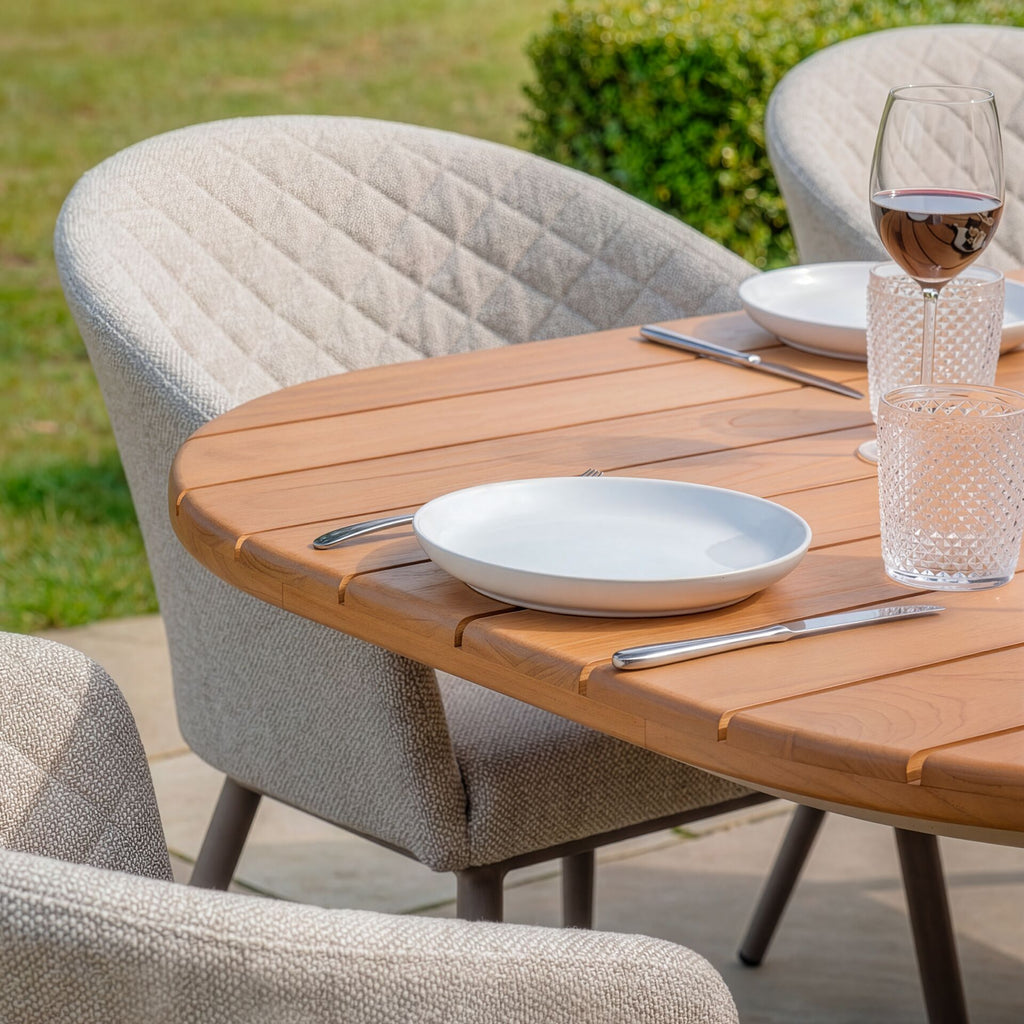 Maze - Sicily Teak 8 Seat Rectangular Dining Set with Ambition Dining Chairs - Latte