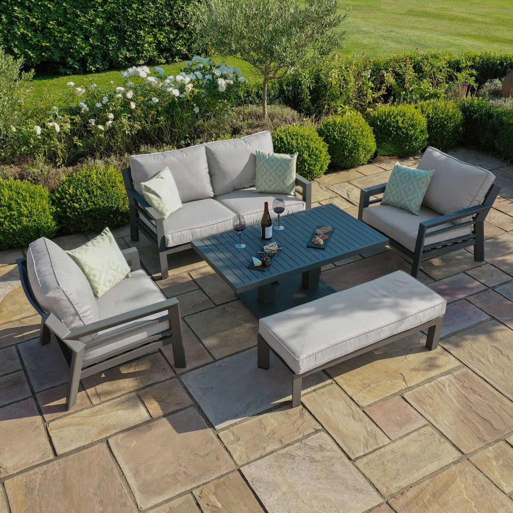 Maze - New York 2 Seat Aluminium Sofa Set with Rising Table - Dove Grey