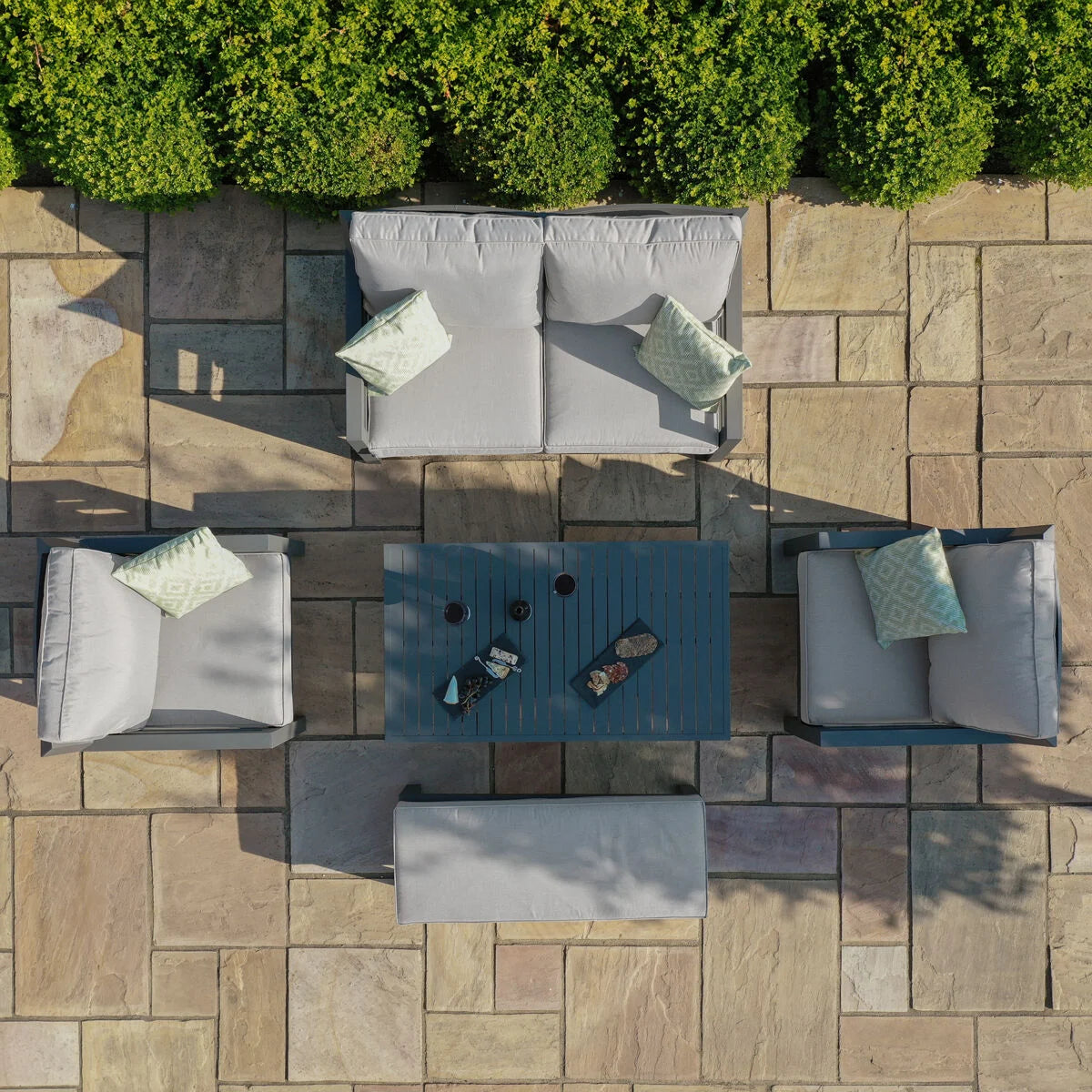 Maze - New York 2 Seat Aluminium Sofa Set with Rising Table - Dove Grey