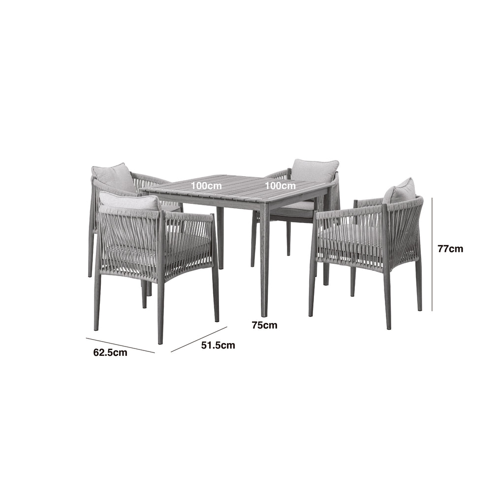 Maze - Havana Rope Weave 4 Seat Square Dining Set