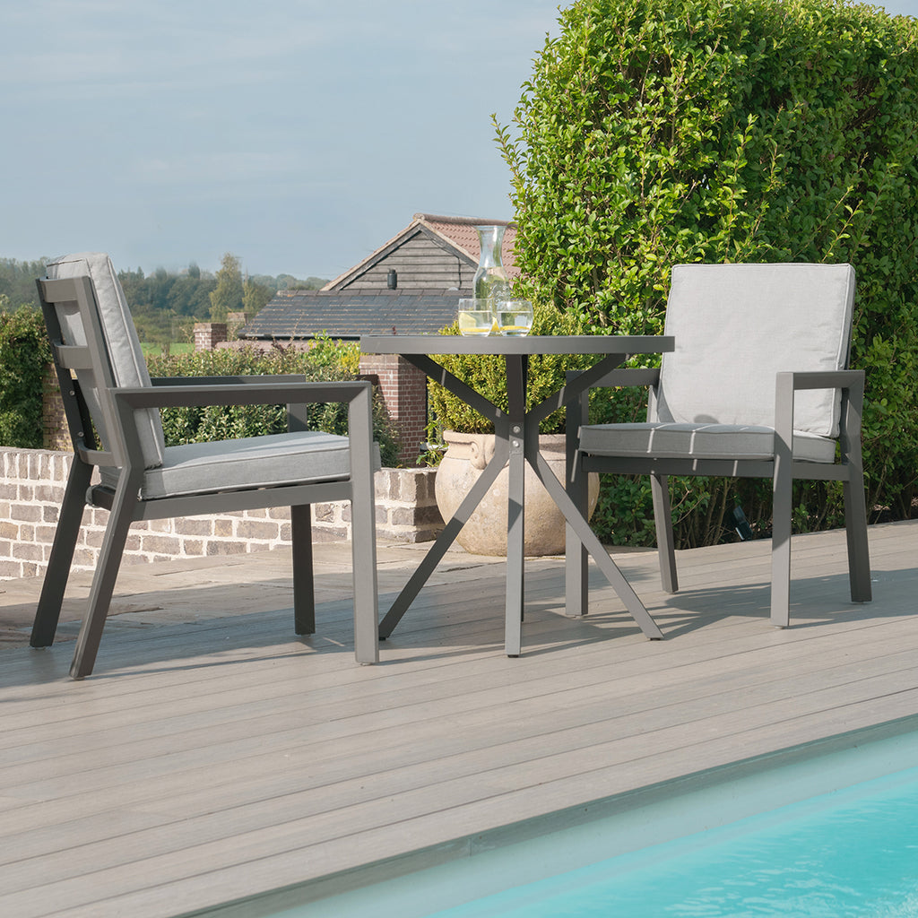 Maze - New York 3 Piece Aluminium Bistro Set - Dove Grey