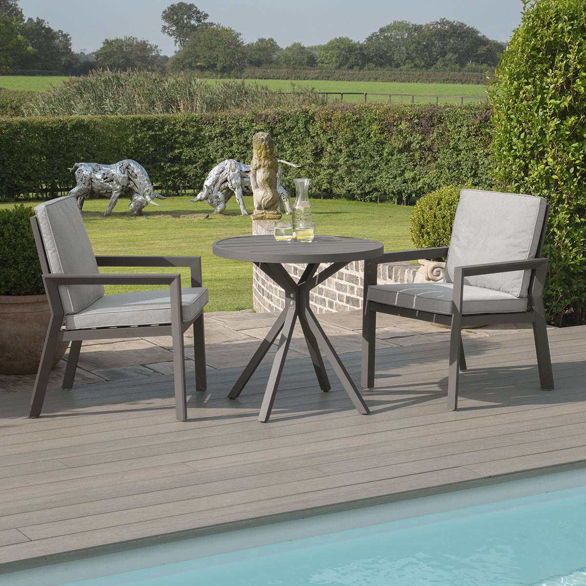 Maze - New York 3 Piece Aluminium Bistro Set - Dove Grey