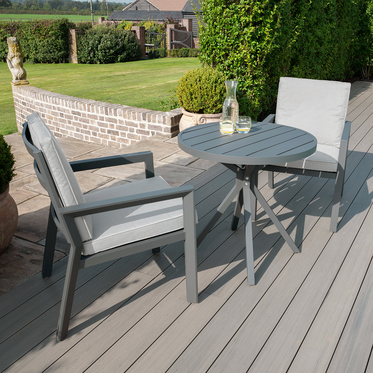 Maze - New York 3 Piece Aluminium Bistro Set - Dove Grey