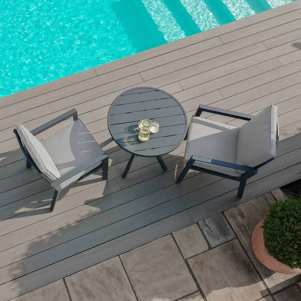 Maze - New York 3 Piece Aluminium Bistro Set - Dove Grey
