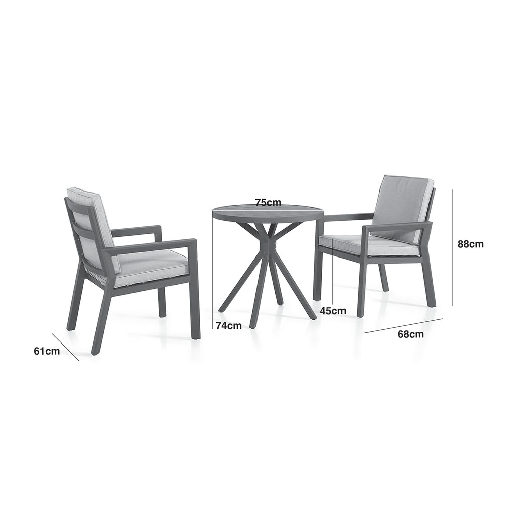 Maze - New York 3 Piece Aluminium Bistro Set - Dove Grey