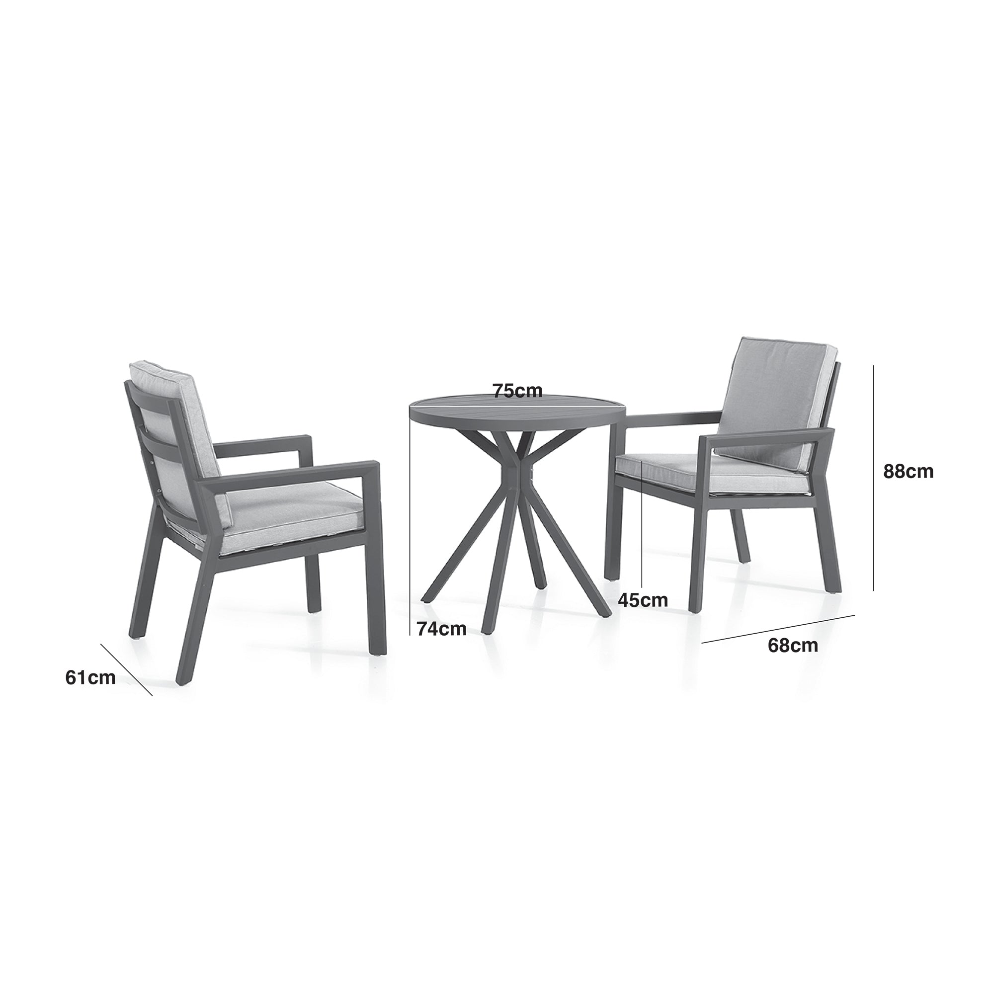Maze - New York 3 Piece Aluminium Bistro Set - Dove Grey