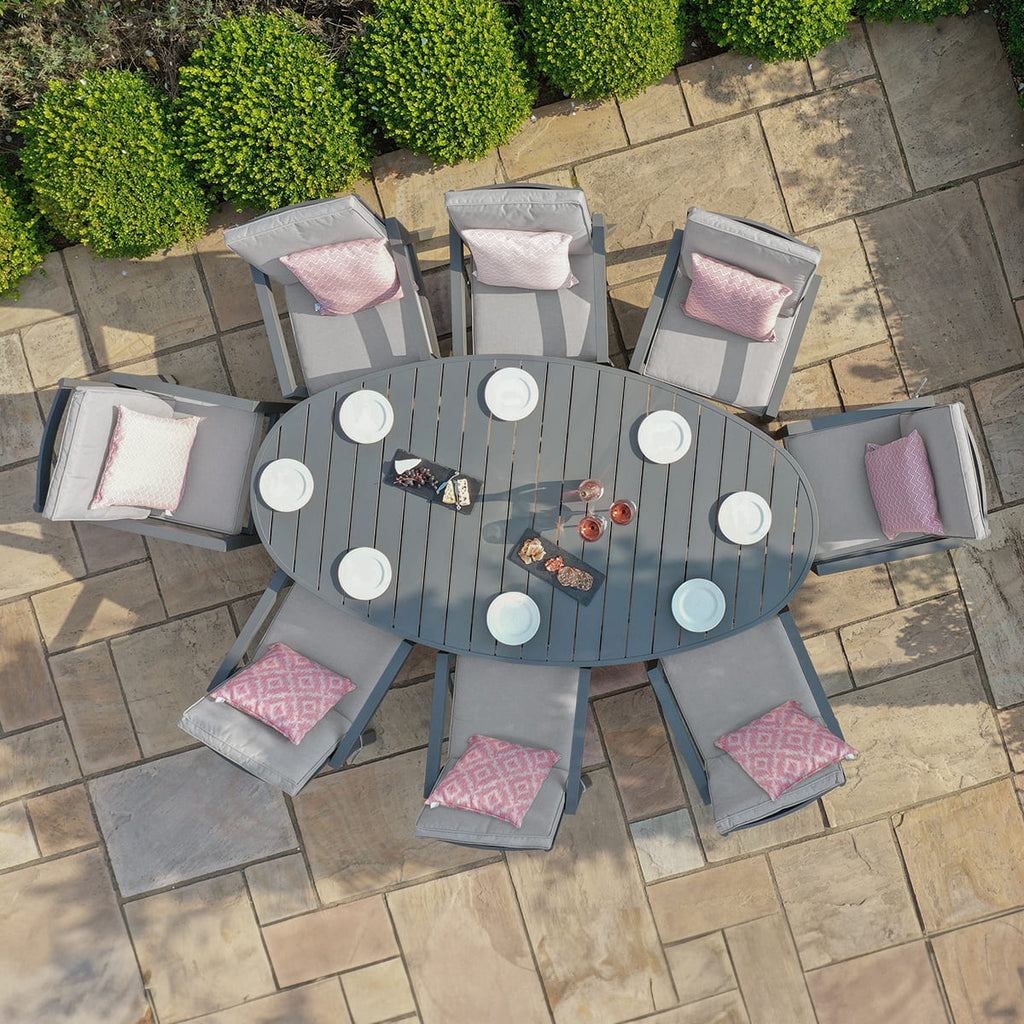 Maze - New York 8 Seat Oval Aluminium Dining Set - Dove Grey