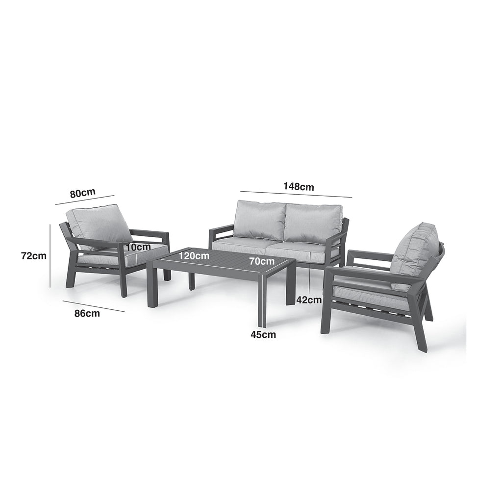 Maze - New York 2 Seat Aluminium Sofa Set - Dove Grey