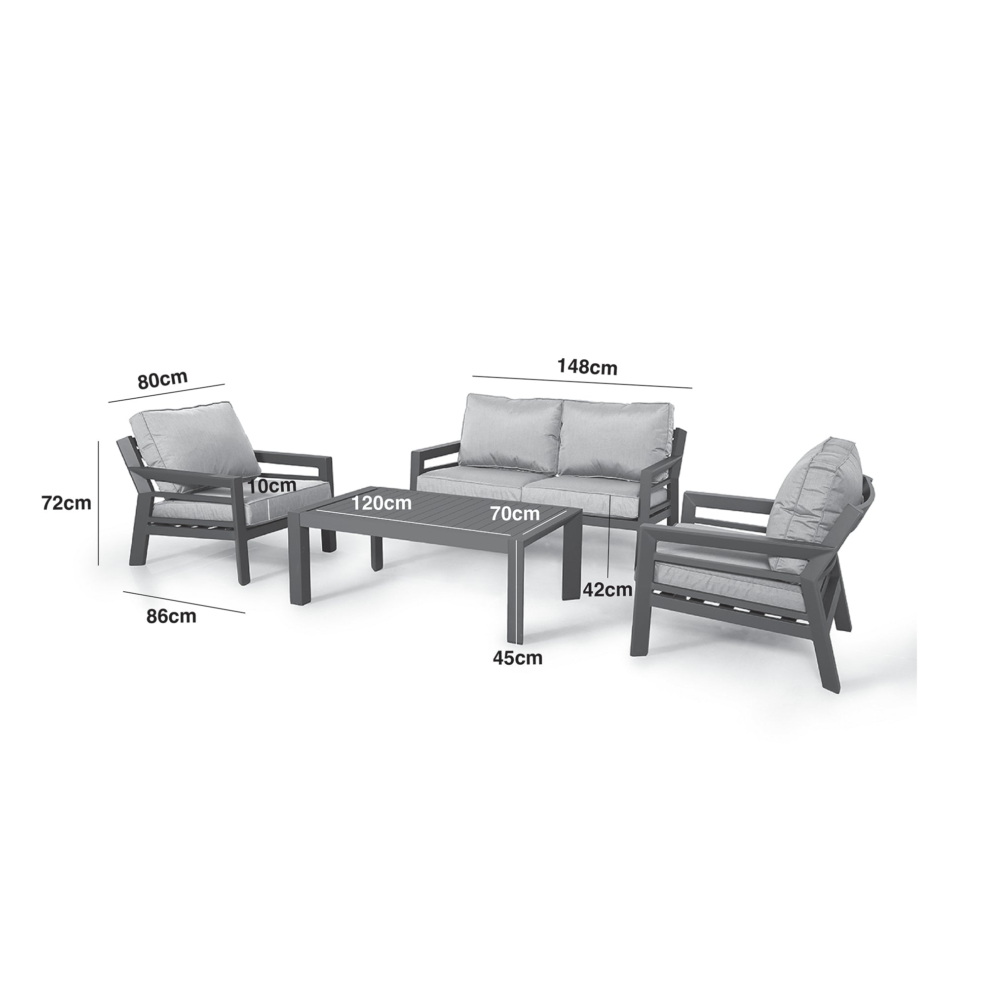 Maze - New York 2 Seat Aluminium Sofa Set - Dove Grey